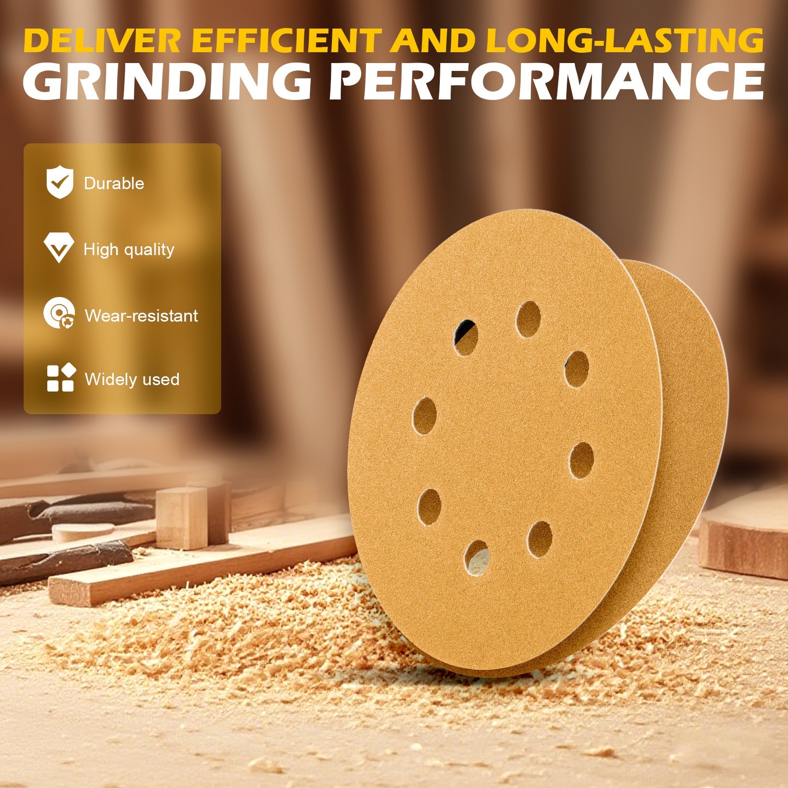 50-PACK 5 inch Sanding Discs 8-Hole Hook Loop for Orbital Sander Paper 240 Grit
