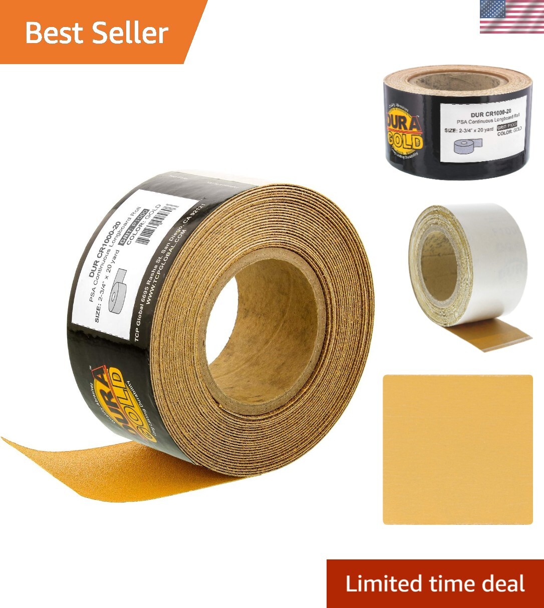 High-Quality 1000 Grit PSA Stickyback Sandpaper Roll, 2-3/4″ Wide, 60 Feet Long