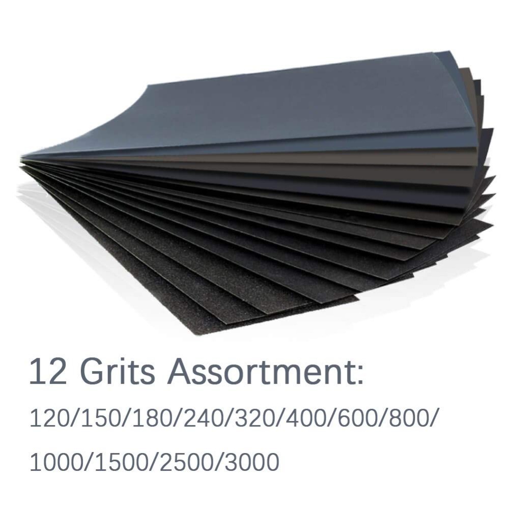 24PCS Sand Paper Pack Sandpaper 12 Grits Assorted for Wood Metal