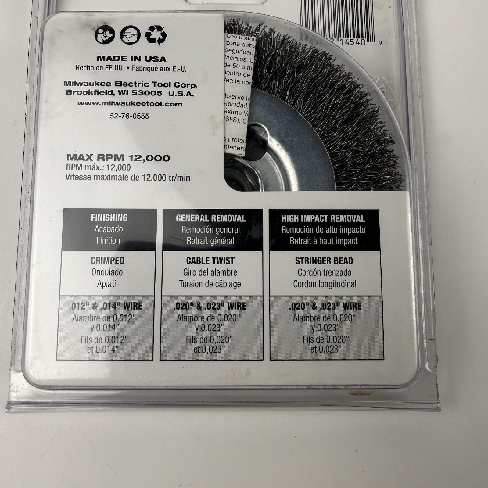 Milwaukee Crimped Wire Wheel 48-52-5070 4″ Radial Carbon Steel Hyperwire USA
