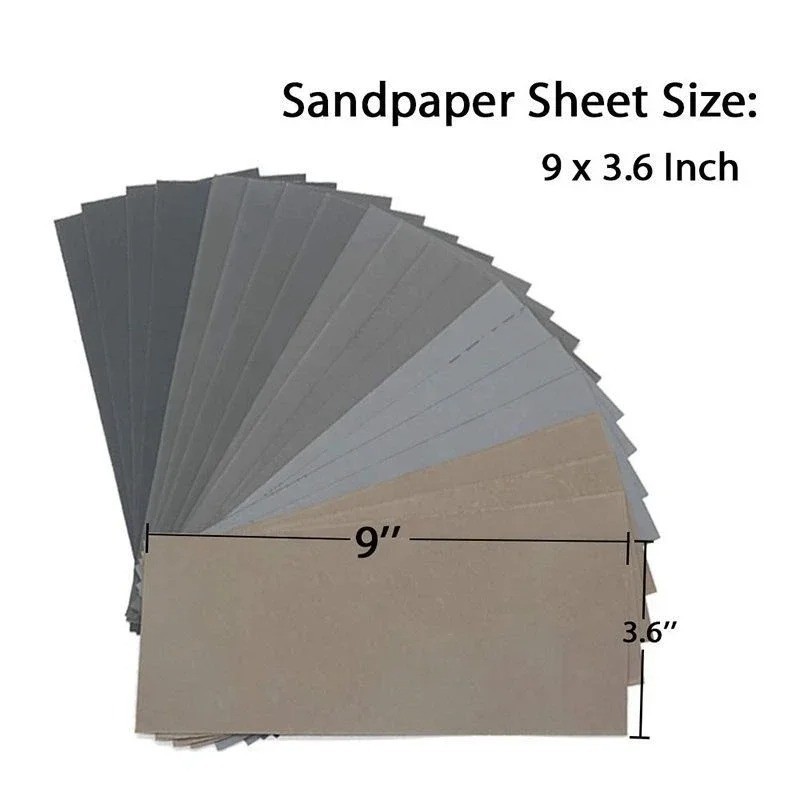 Wet Dry Sandpaper Assorted Grit 1000-7000 Automotive Wood Metal Polishing 20pc