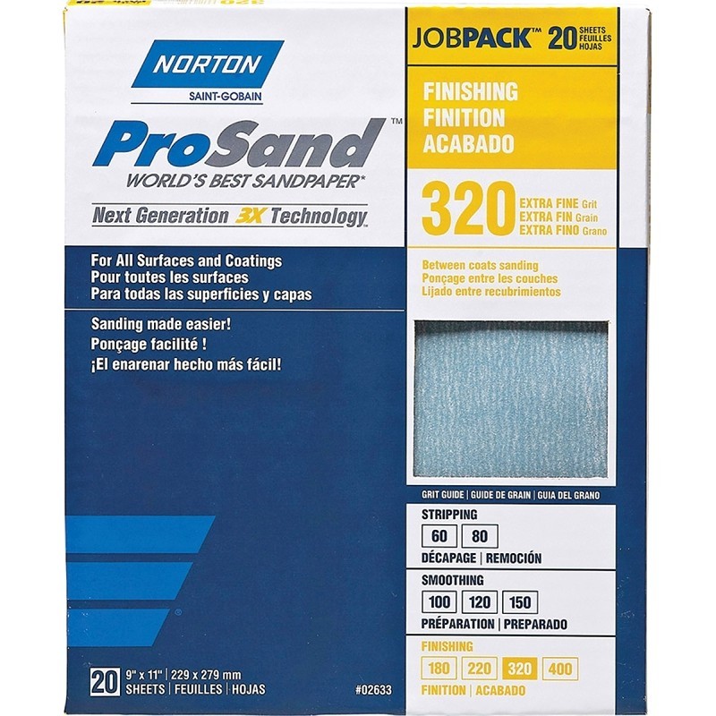 Norton ProSand 07660768166 Sanding Sheet, Tan, 11 in L, 9 in W, Extra Fine, 320