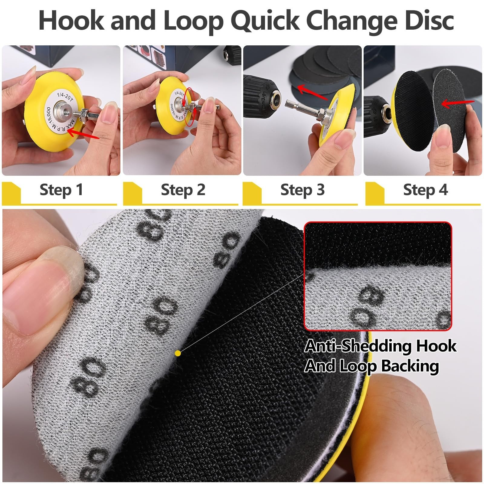 193Pcs 3″ Hook & Loop Sanding Discs Kit – Grits 80-10000, Wet/Dry Buffing Pads f