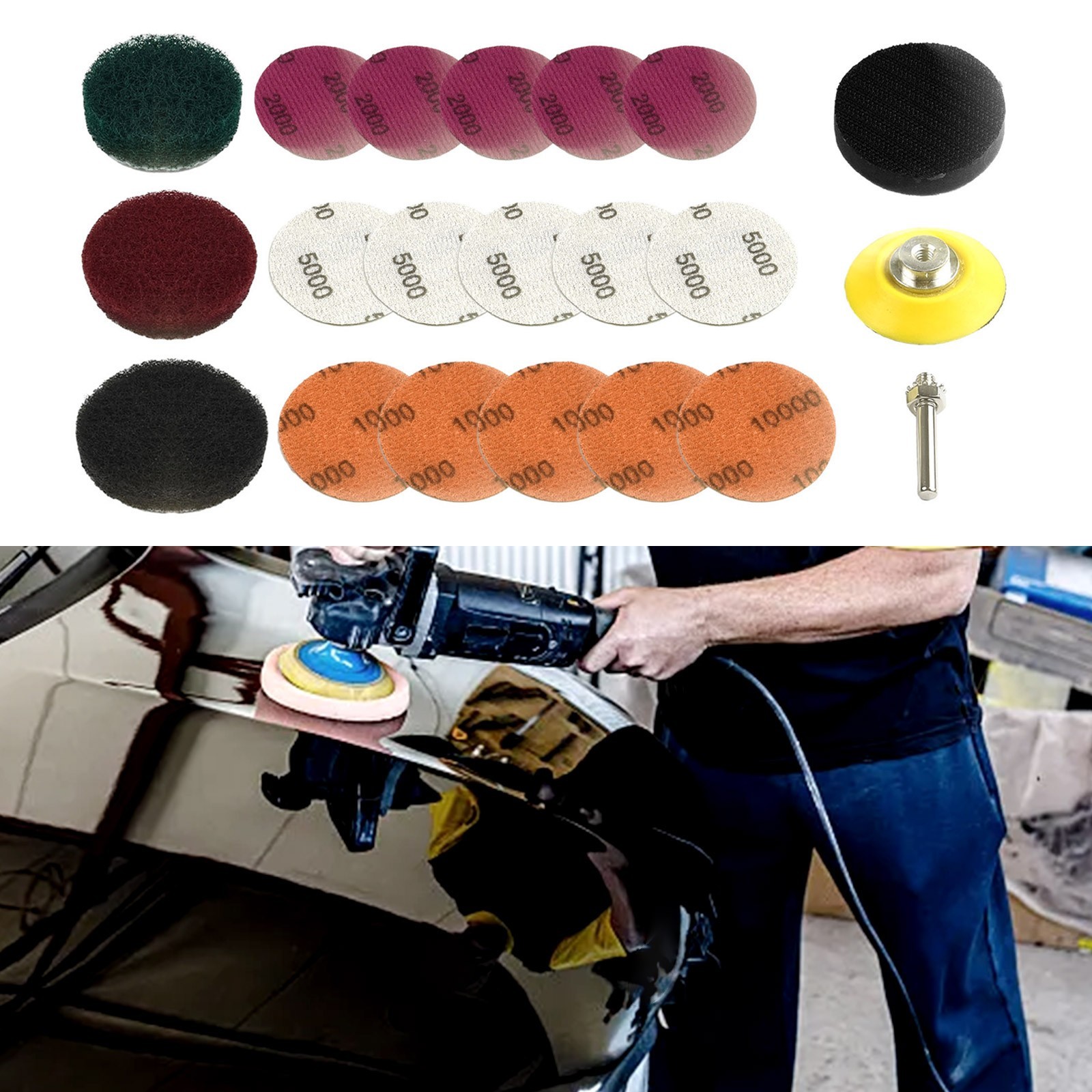 2 Inch Headlight Polishing Scouring Pad Restoration DIY Kit For Electric Drill