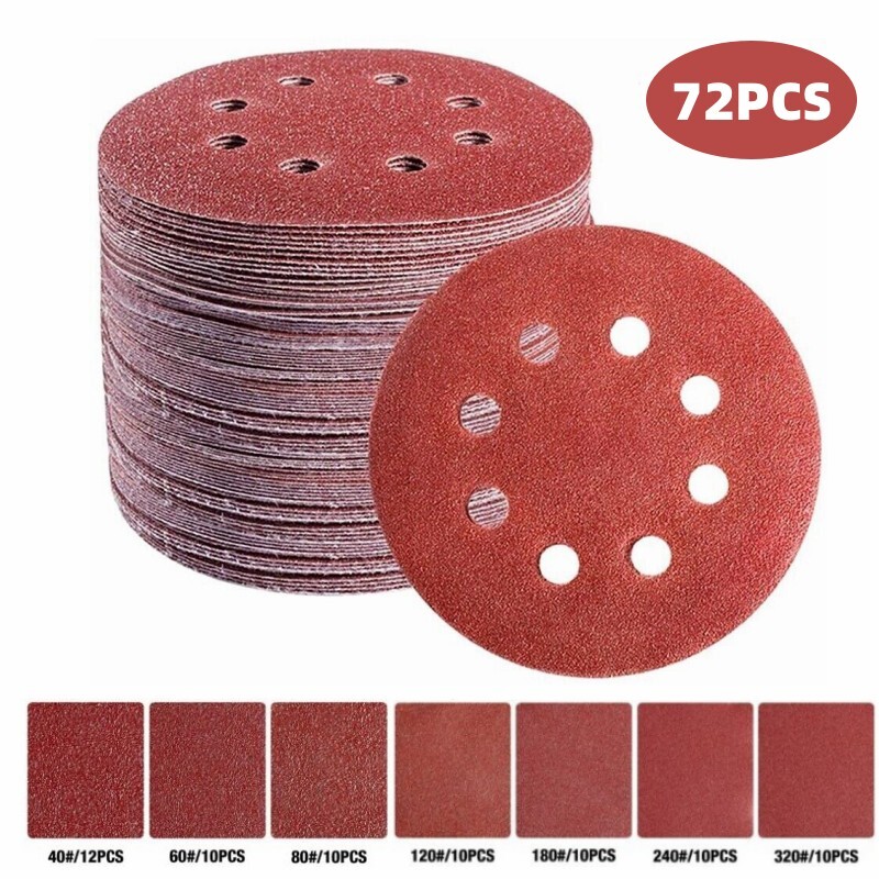 5 inch 8-Hole Hook Loop Sanding Discs 40-320 Grit Orbital Sander Paper Sandpaper