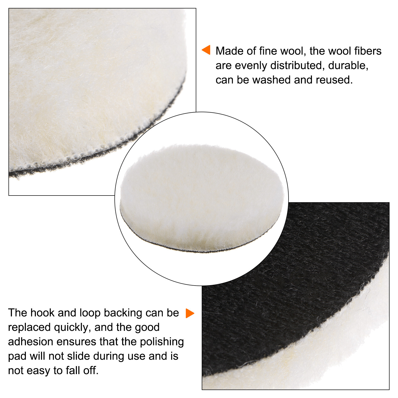 10pcs Wool Buffing Pads 5 inch Polishing Pad Polishing Buffing Pad Hook and Loop