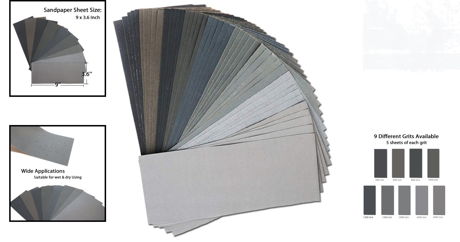Comprehensive 45Pcs Sandpaper Set: Perfect for Wood Finishing & Automotive Use