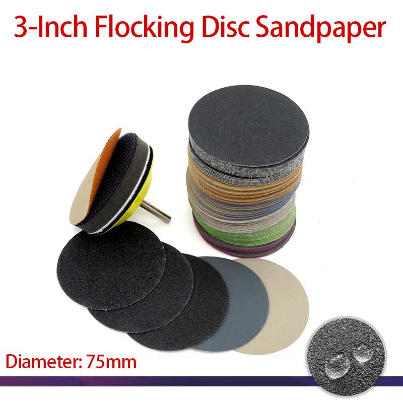 3-Inch Flocking Disc Sandpaper Wet And Dry Dual Use 60~10000 Grit Diameter 75mm