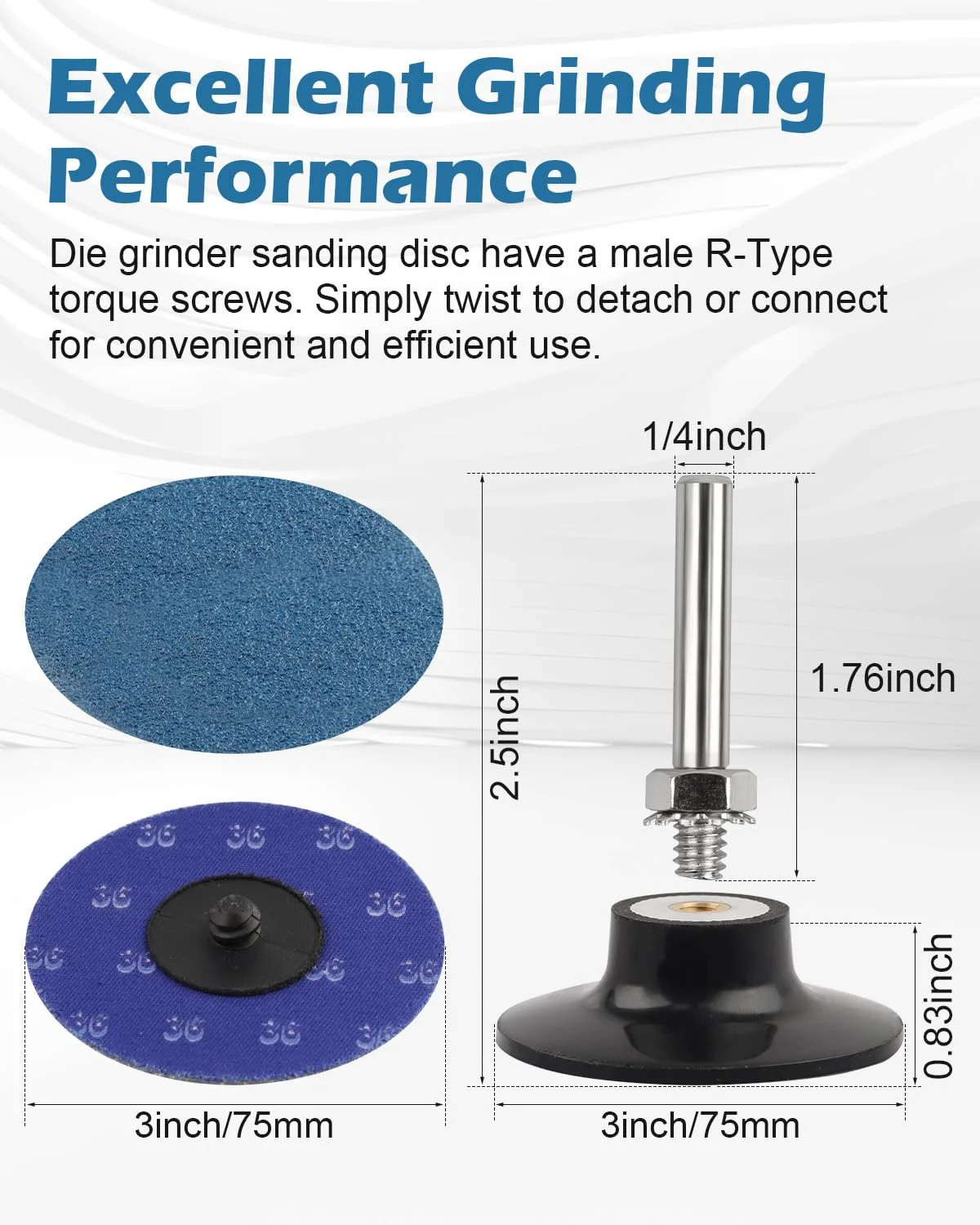 ZORUNNA 30 Pack 3″ 80 Grit Die Grinder Sanding Discs, for Angle Grinder | Alumin