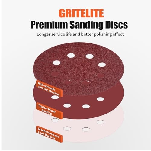 250 PCS 5-Inch 8-Hole Hook & Loop Sanding Discs Set, 40 60 80 Mix Grit-250PCS