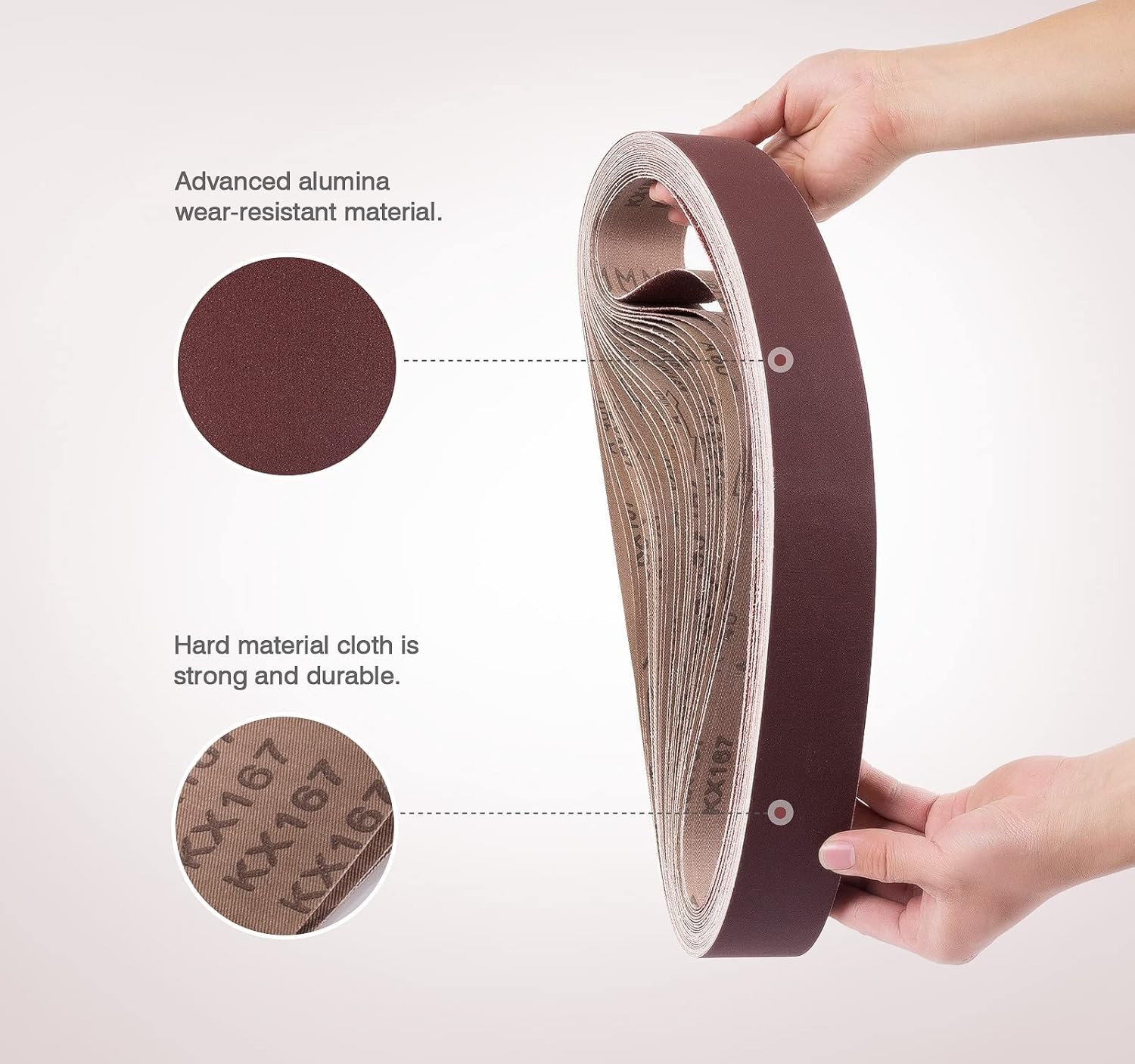 Multi-Grit Sanding Belts 2×42 Inch – 24 Aluminum Oxide Belts for Pro Quality