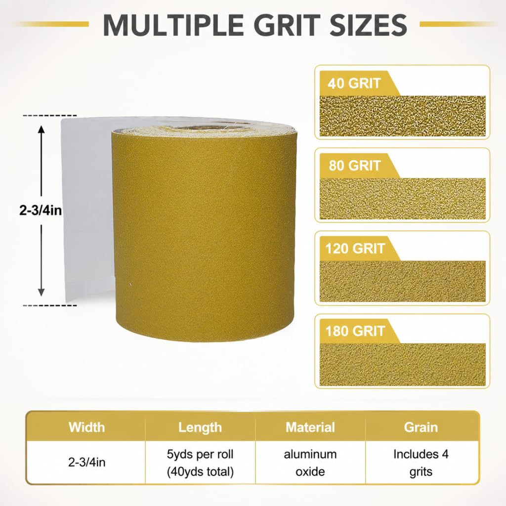 2-3/4″ Wide Total 20 Yards Long Continuous Roll – 40 80 120 180 Grit Longboard