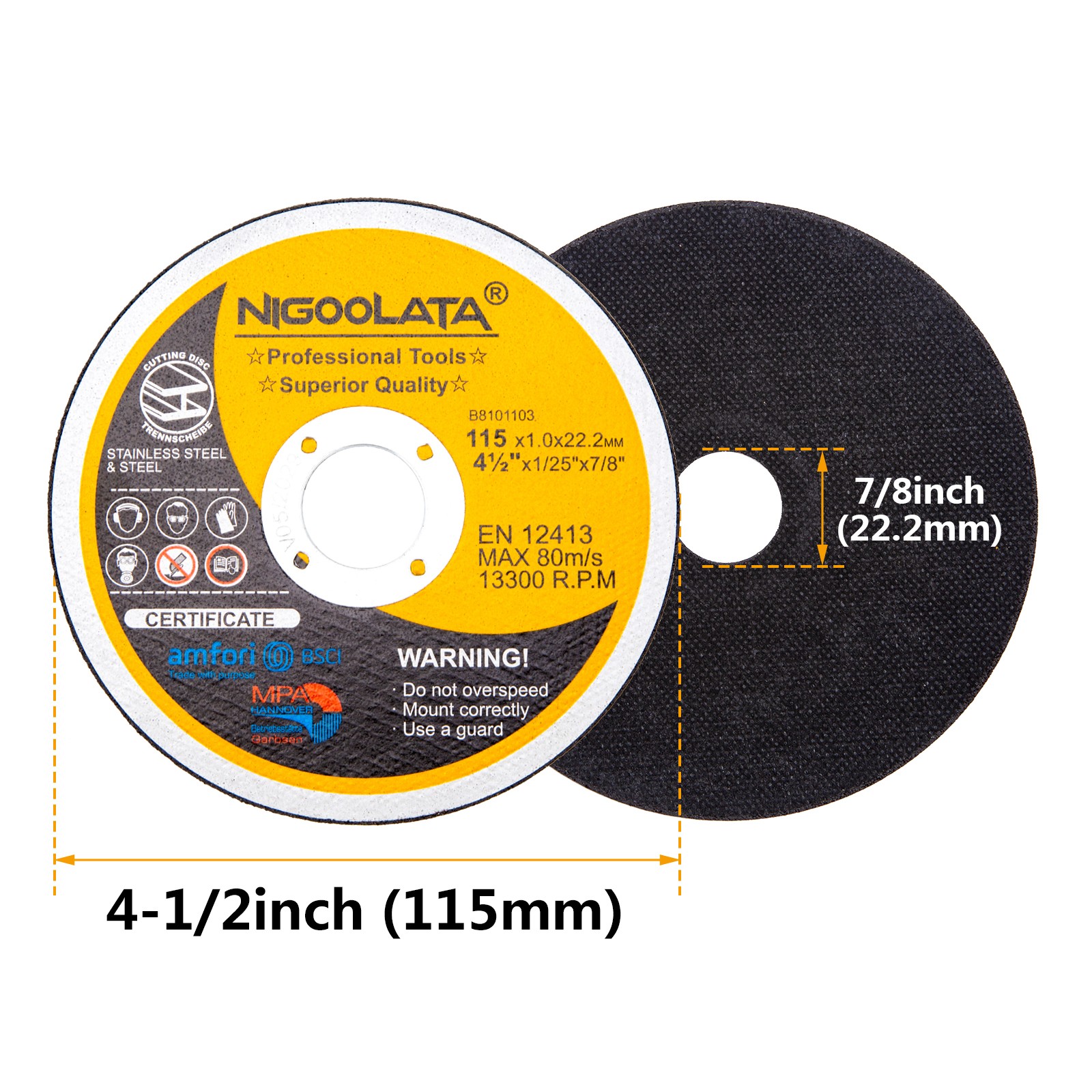 25-100X Cut Off Wheels 4-1/2″ Metal & Stainless Steel Angle Grinder Cutting Disc