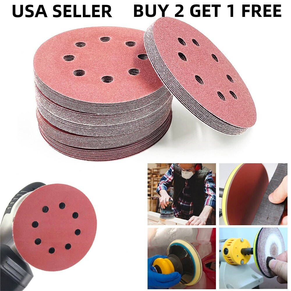 5 inch Sanding Discs 40-2000 Grit for Sander 8-Holes Hook Loop Sandpaper