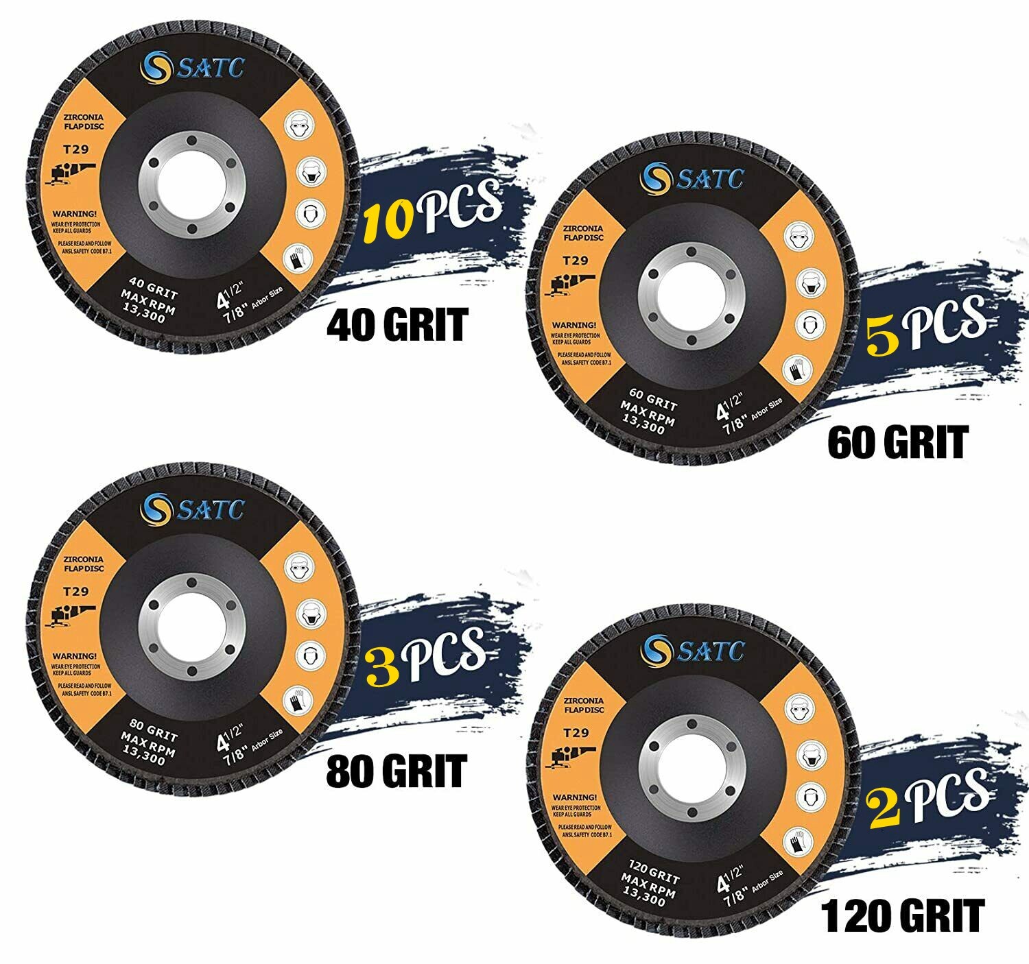 20PCS 4.5″ 4-1/2″ Zirconia Flap Disc 40 60 80 120 Grit Sanding Grinding Wheels