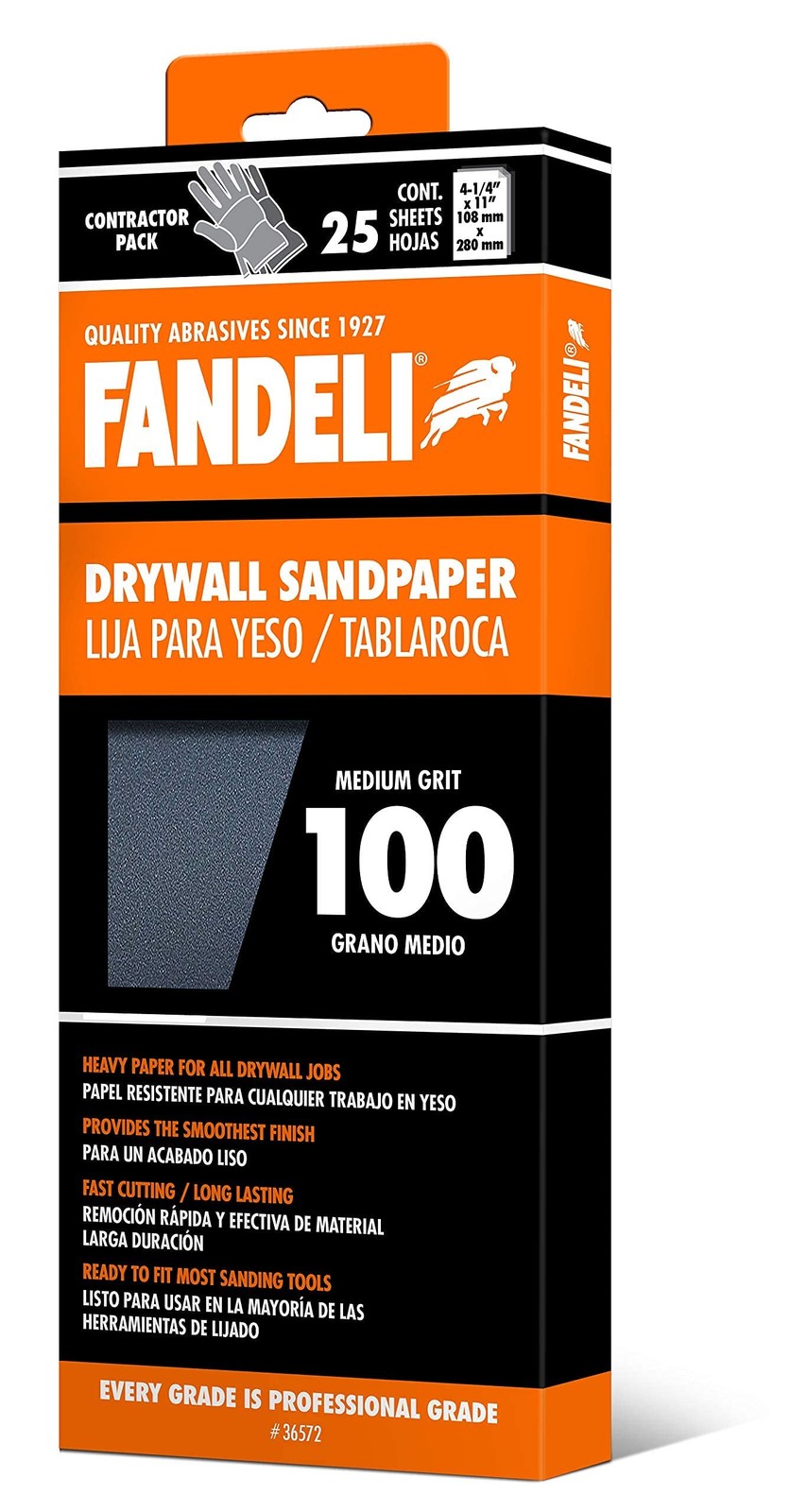 25 Sheets 4.25×11 inch Sanding Paper 100 Grit for Drywall Orbital Sanders