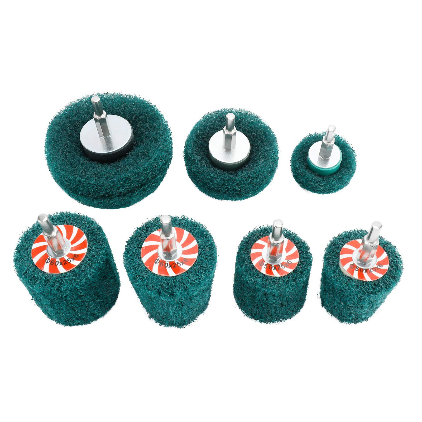 7 PCS Non Woven Abrasive Buffing Polishing Wheels Drill Attachment 180 Grit