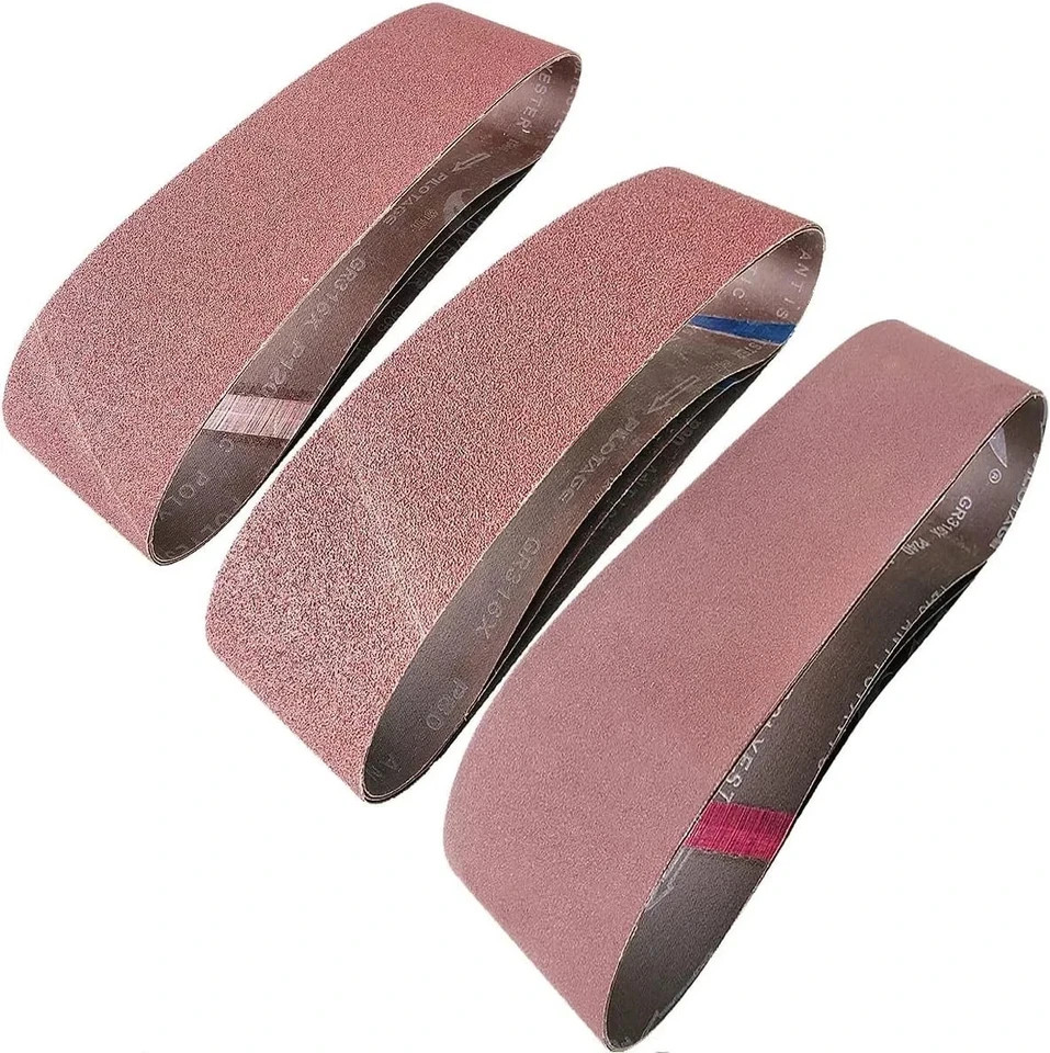 9 PCS 4″ x 36″ Premium Sander Belts – 3 Each of 40 80 120 Grit Aluminum Oxide…