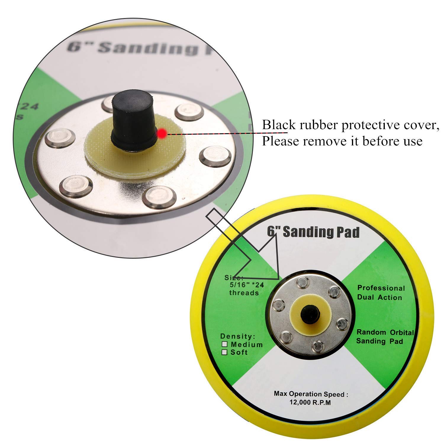 6-Inch Hook and Loop Backing Plates-DA Air Random Orbital Sander/Polisher PU
