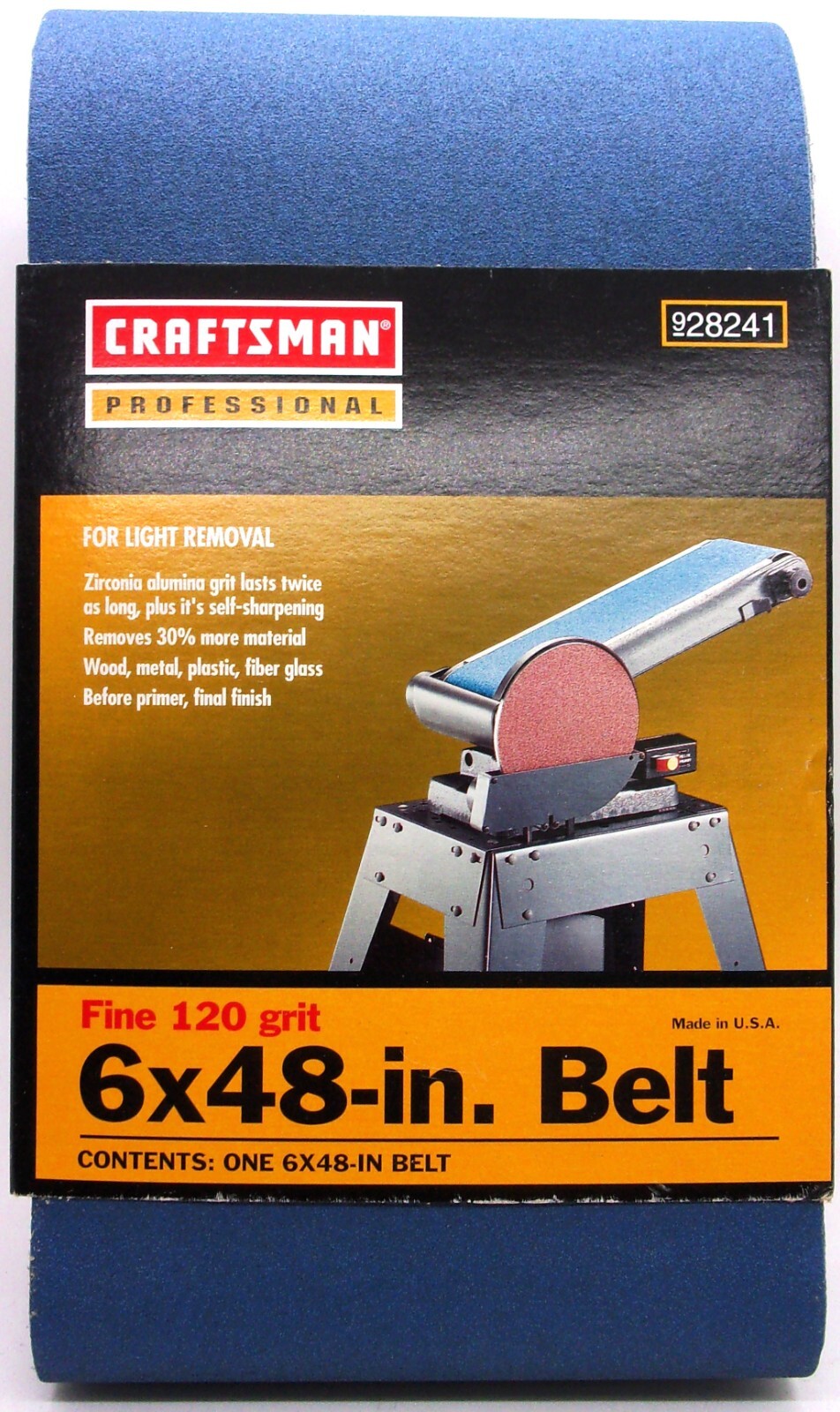 Craftsman 6 x 48 in. Sanding Belt, Zirconia Aluminum, Fine 120 grit #928241
