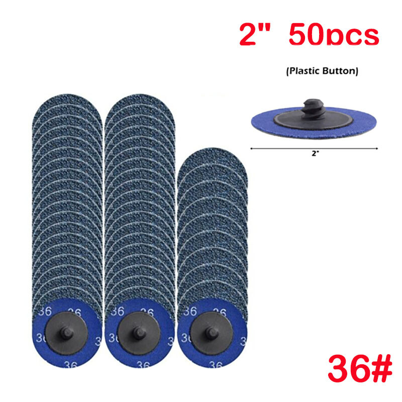 50X 2inch 36 Grit Zirconia Roll Lock Die Grinder Quick Change Sanding Discs