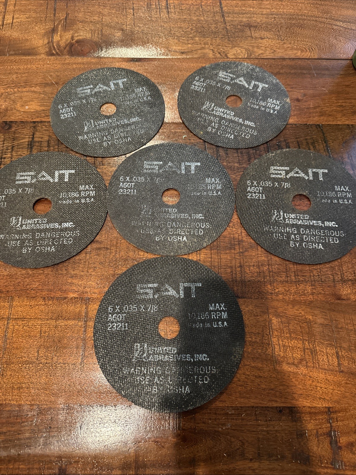 6 Pack Sait 23211 6X.035X7/8 A60T Cut-off Wheel Disc High RPM United Abrasives
