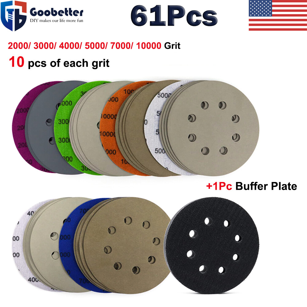 5″ Sanding Disc 2000-10000 Grit Wet Dry Hook Loop Sandpaper Orbital Sander Paper