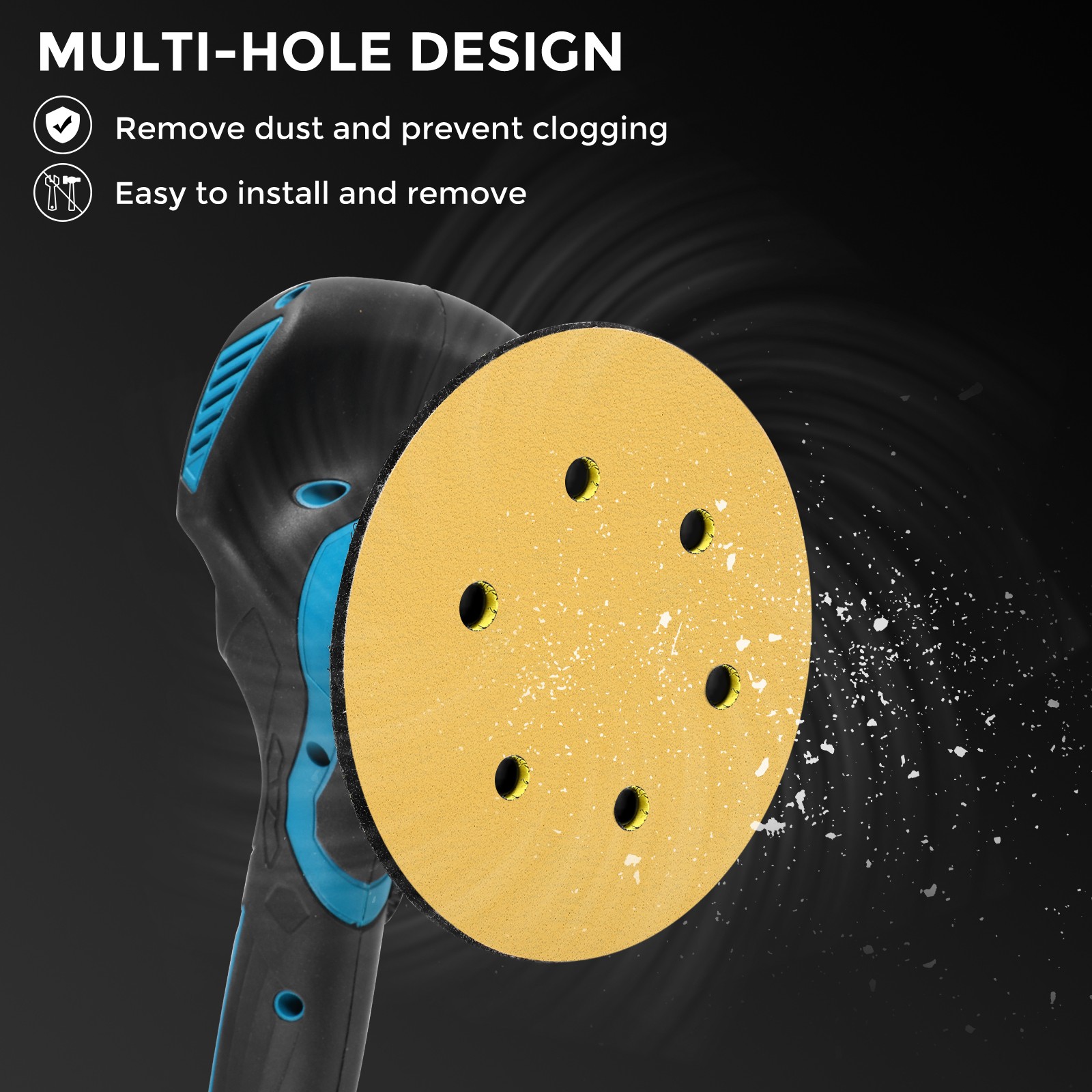 10 Pcs Sanding Disc 8-7/8 Inch 80 Grit 8 Hole Random Orbital Sandpapers, Yellow