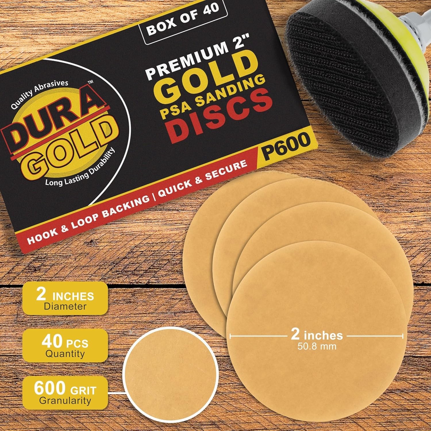 2″ Gold Hook & Loop Sanding Discs – 600 Grit Box of 30 – High-Performance Ext…