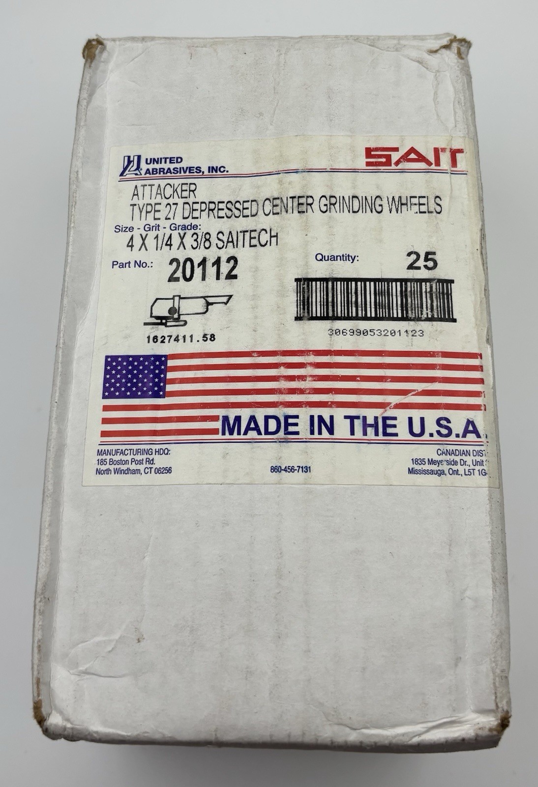 SAIT Saitech Type 27 Grinding Wheel 4in x 1/4 x 3/8 Ceramic Coarse 25 pk..