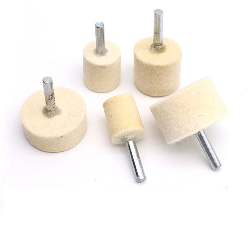 20mm-40mm Wool Felt Polishing Buffing Bob Burr Point Wheel 1/4” Shank for Drill