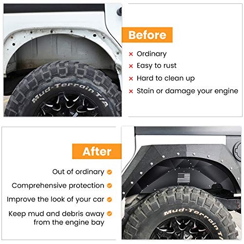 Rear Inner Fender Liners for Jeep Wrangler JK JKU 4WD 2007 JK – Rear (US Flag)