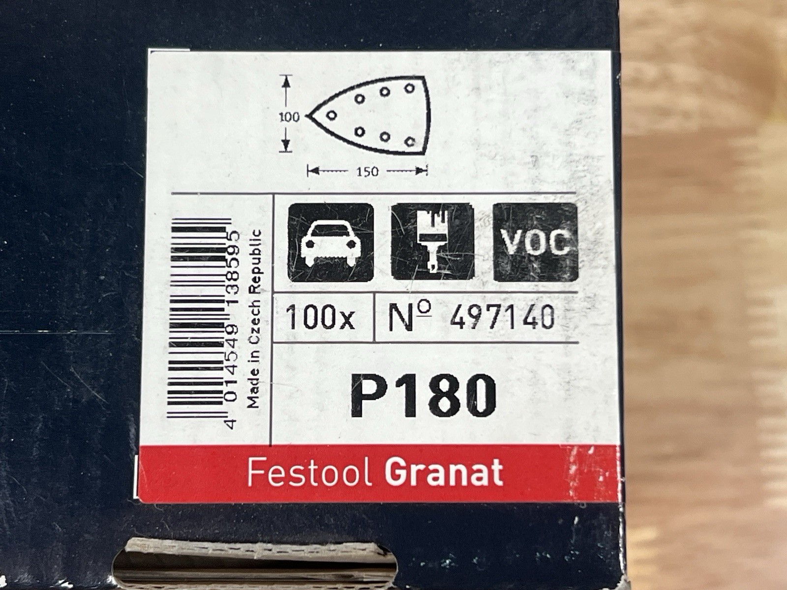 Festool Sanding Discs Granat 180 Grit P180 STF Delta/7 497140 P180, 100 Count