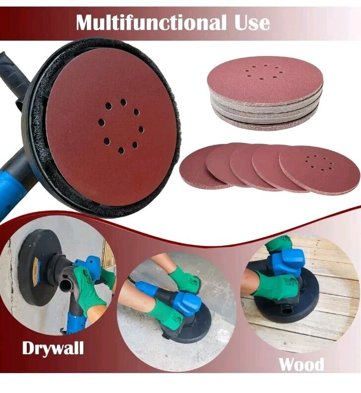 45 PCS 60 Grit 9 Inch 8 Hole Hook-and-Loop Sanding Discs Sandpaper -Premium A…