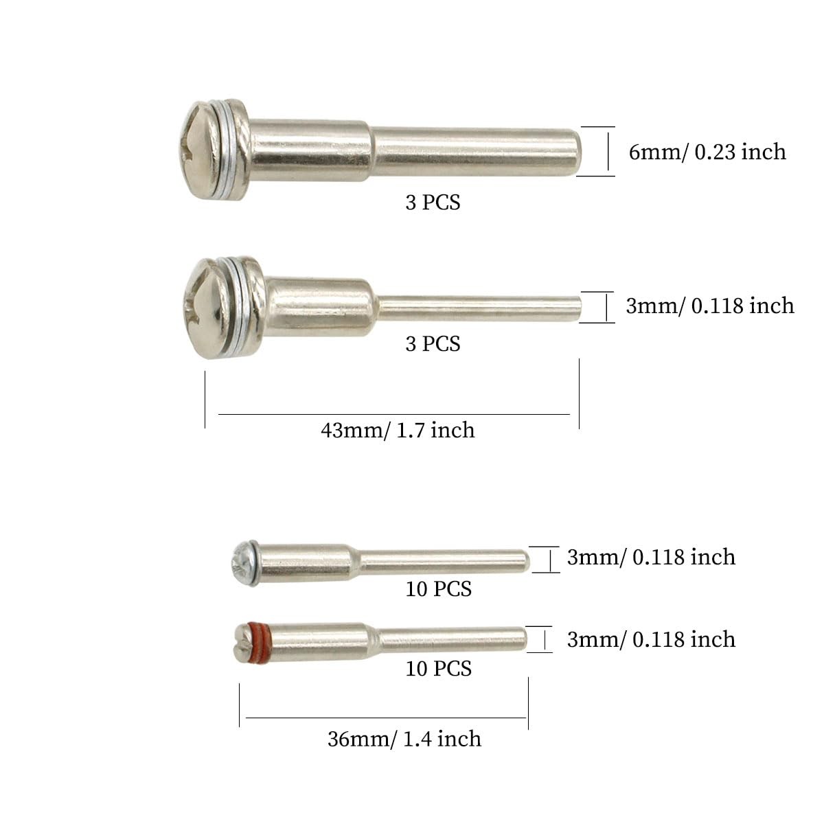 26PCS Cut-Off Wheel Screw Mandrel Set, 2mm/3mm/6mm for 2 inches