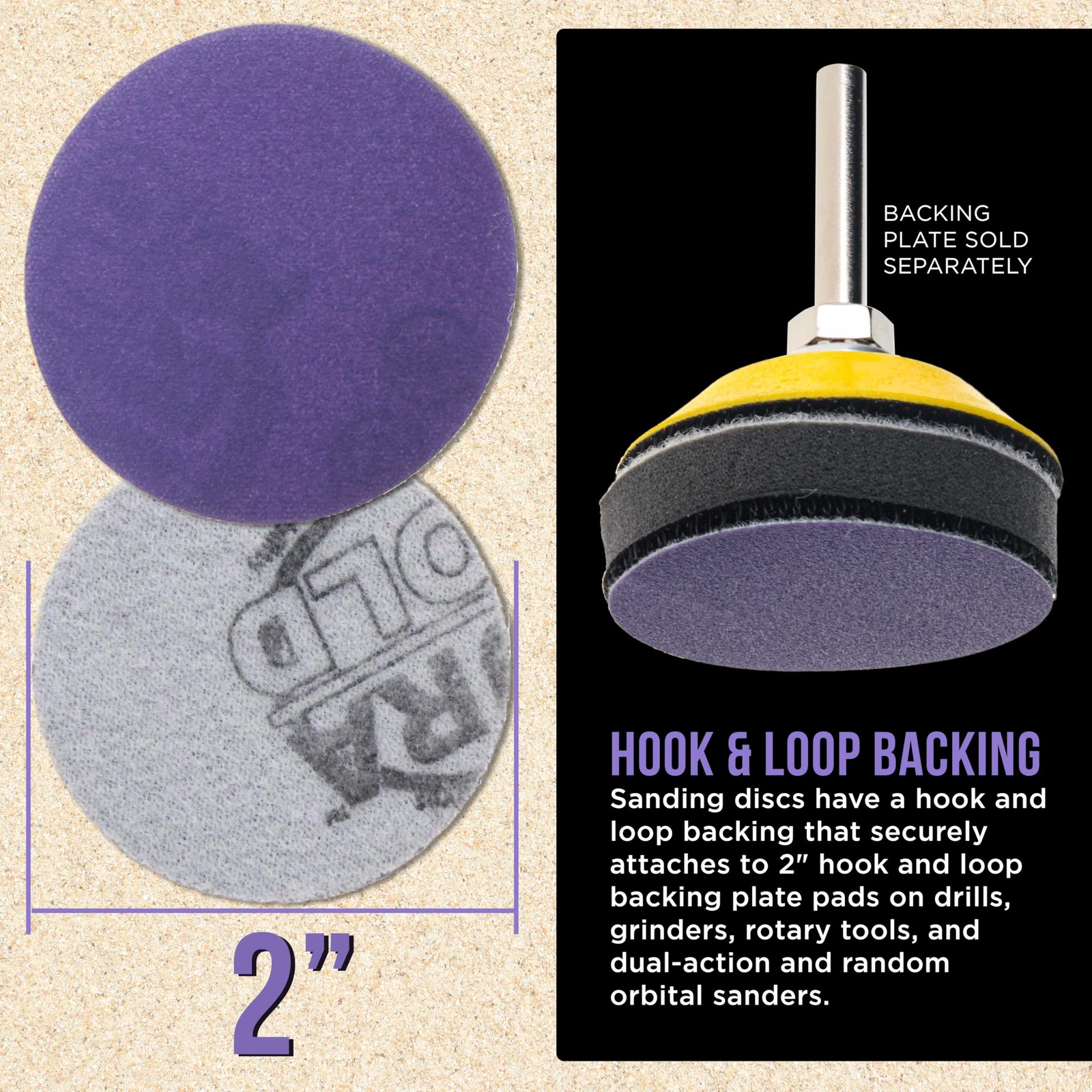Dura-Gold Premium 220 Grit 2″ Purple Film Ceramic Sanding Discs, Box of 30 – …