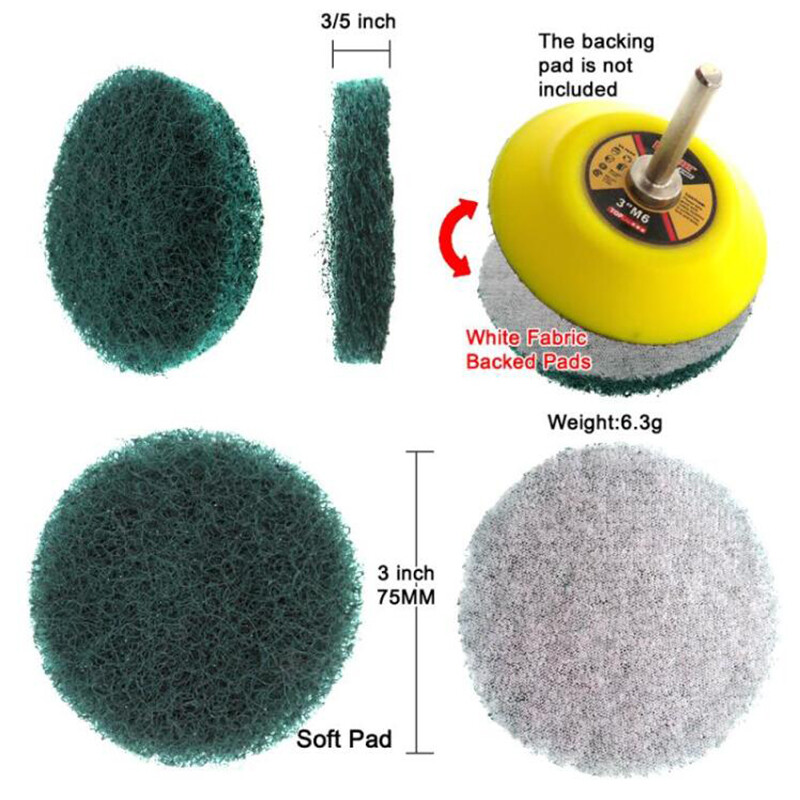 3″ Nylon Fiber Scouring Pad Hook & Loop 75mm Abrasive Cleaning Pad 240-3000 Grit