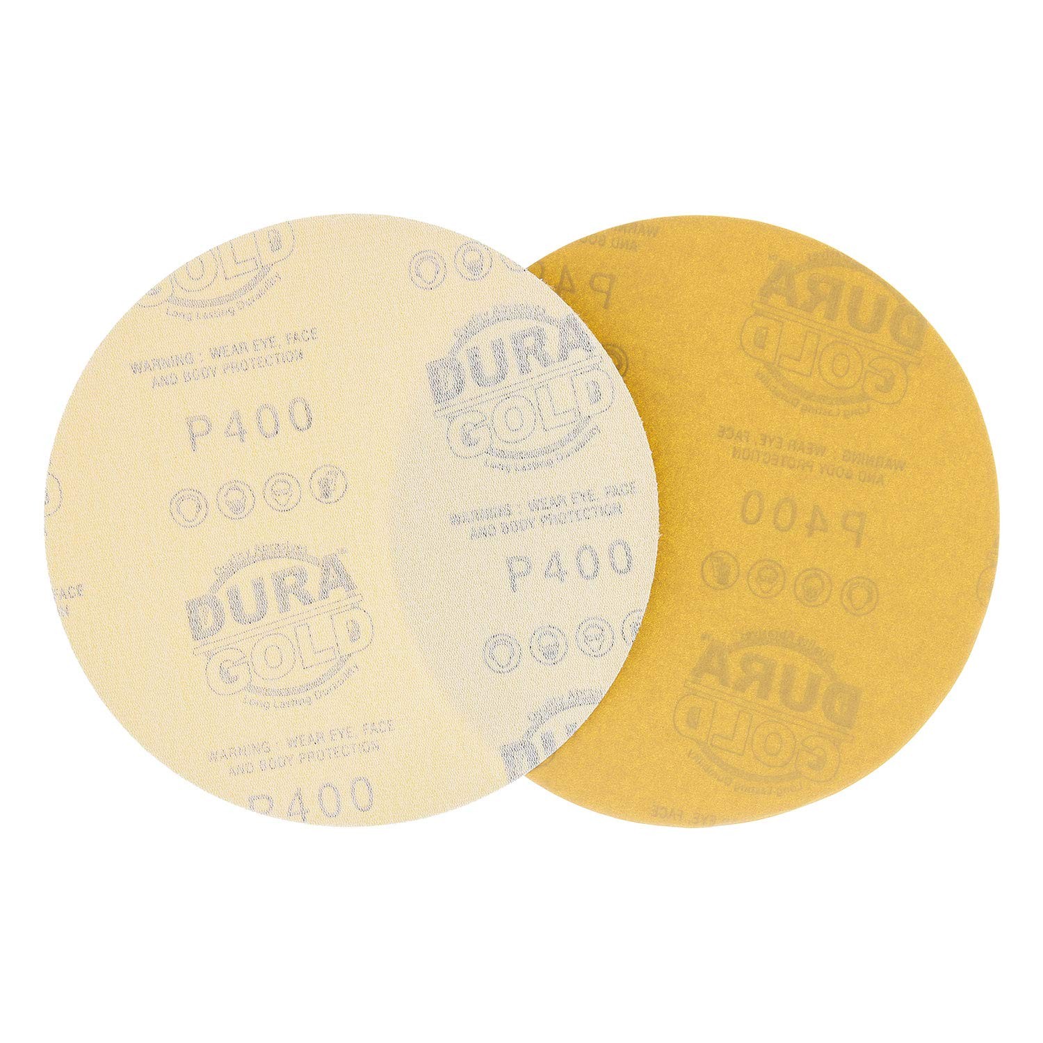 Dura-Gold Premium 400 Grit 6″ Gold Sandpaper Discs, No Hole Pattern 400-Grit