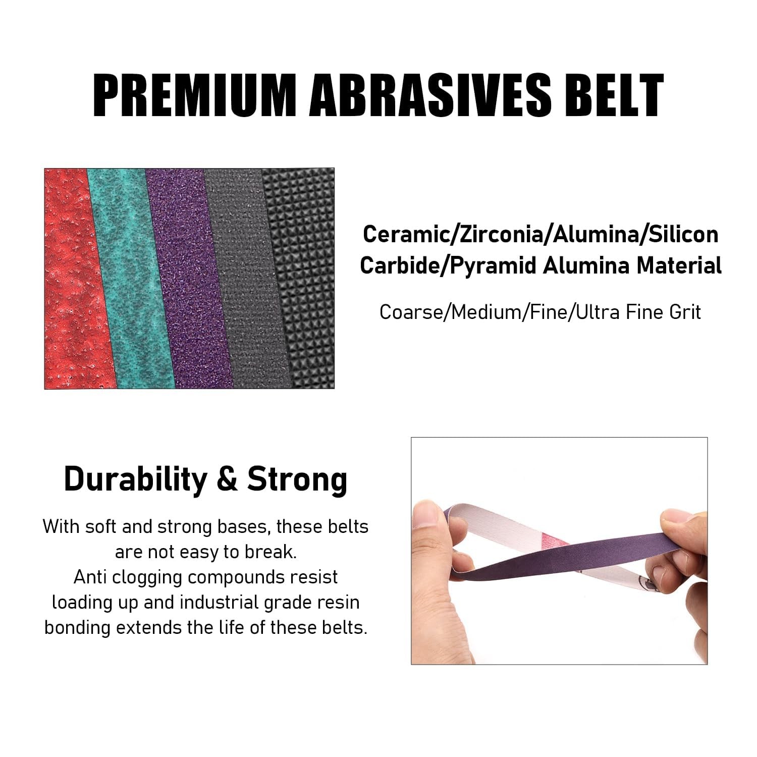36 Pack 1/2 x 18 Inch Sanding Belts 80-5000 Grit Assortment for Polishing