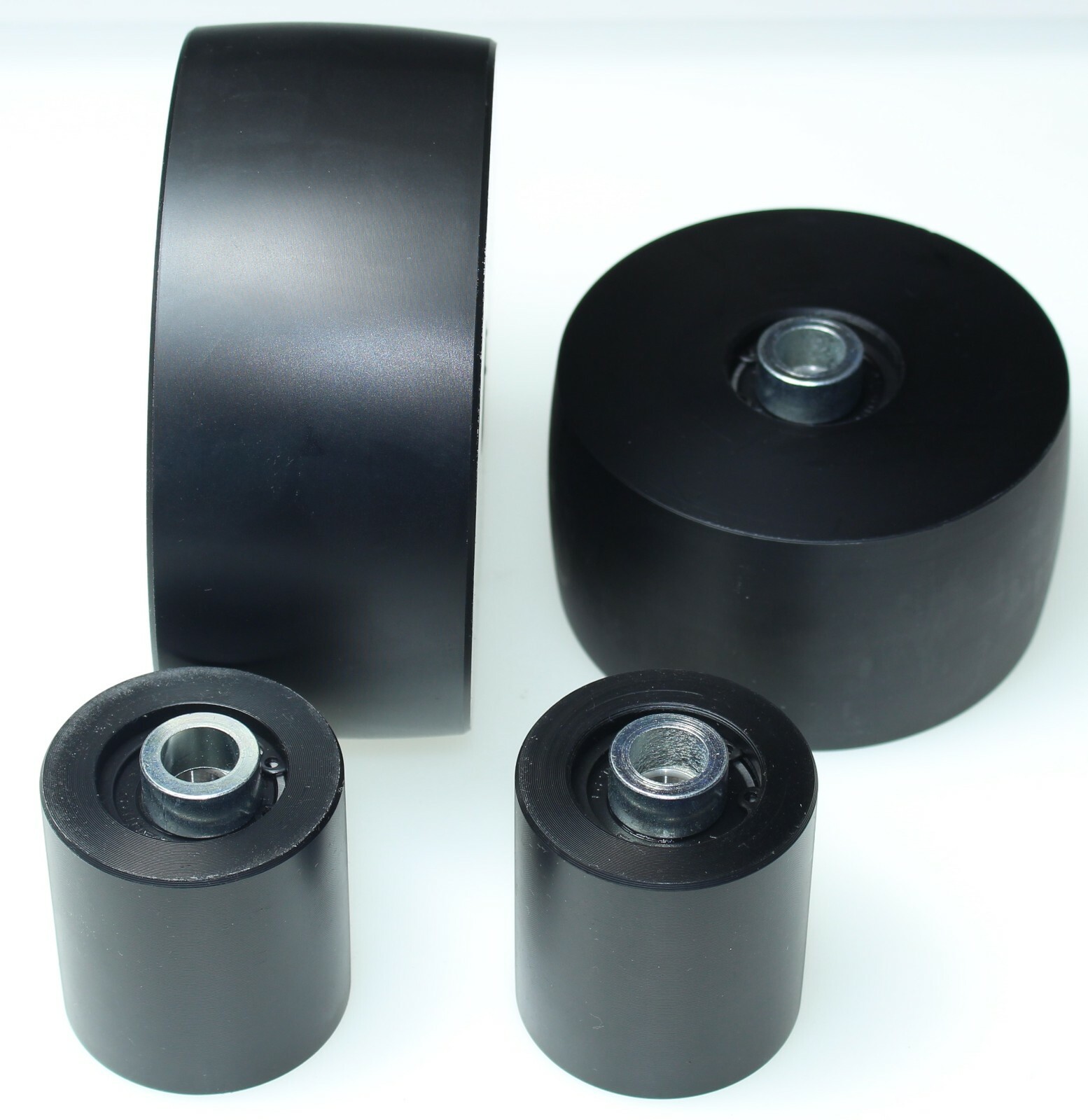 CNC Machined Belt Grinder wheel set 5″ Drive-24 mm shaft, 4″ tracking, 2″ Idler
