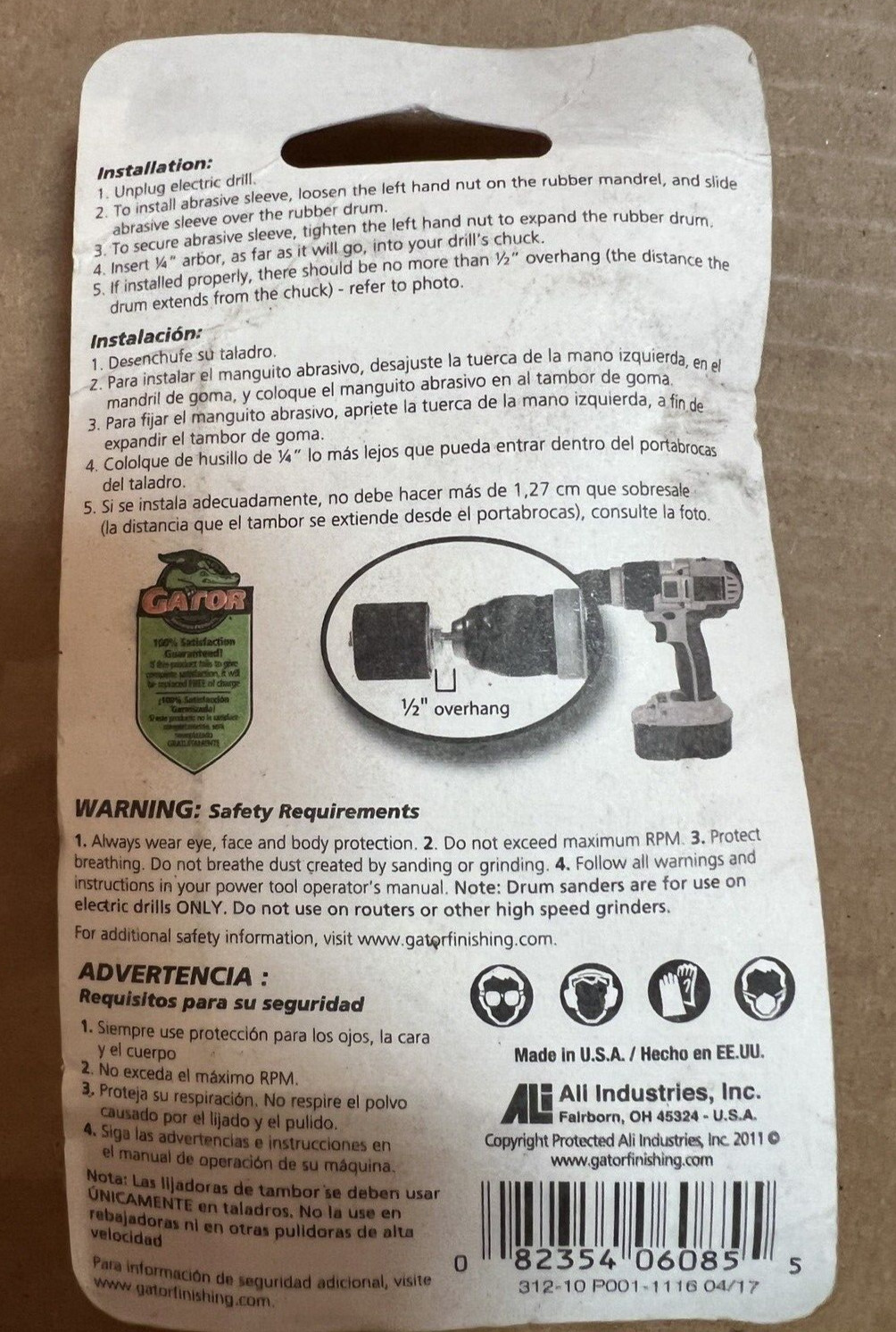 GATOR 6085 1-1/2″ Drum Sander & 6088 1-1/2″ Drum Sander Refill kit Coarse 50