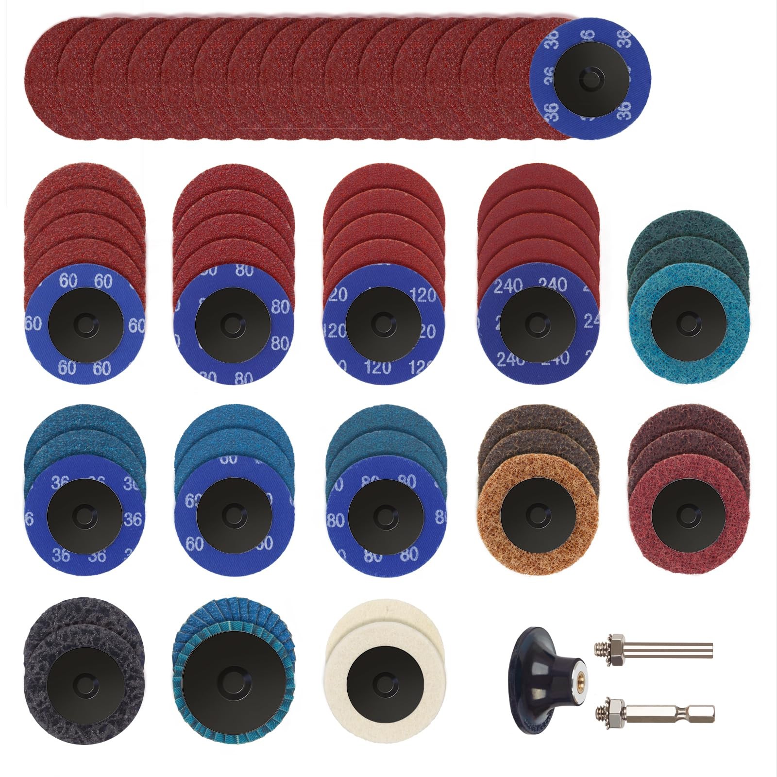 60Pcs Sanding Discs Set 2 inch Quick Change Disc with 1/4 2 Inches