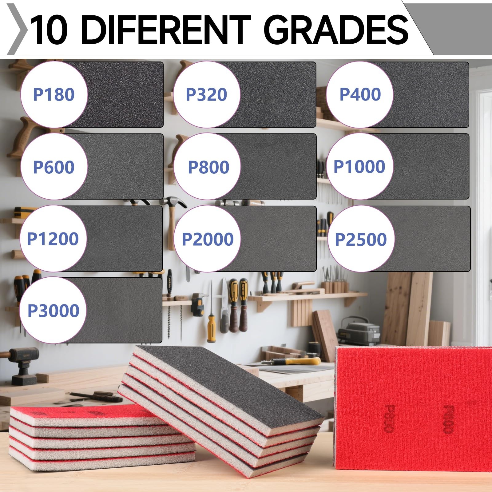 24 PCS 2000 Grit Sanding Sponge Set Soft Foam Pads 3×4 Inch Wet Dry Sandpaper