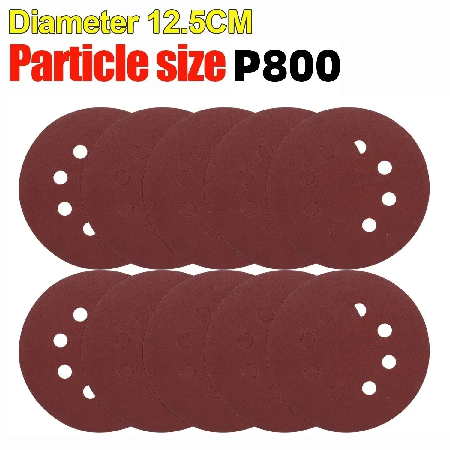 125mm 5″ Hook & Loop Sanding Discs 8 Hole Sandpaper 40-3000 Grit 10/20/50PCS