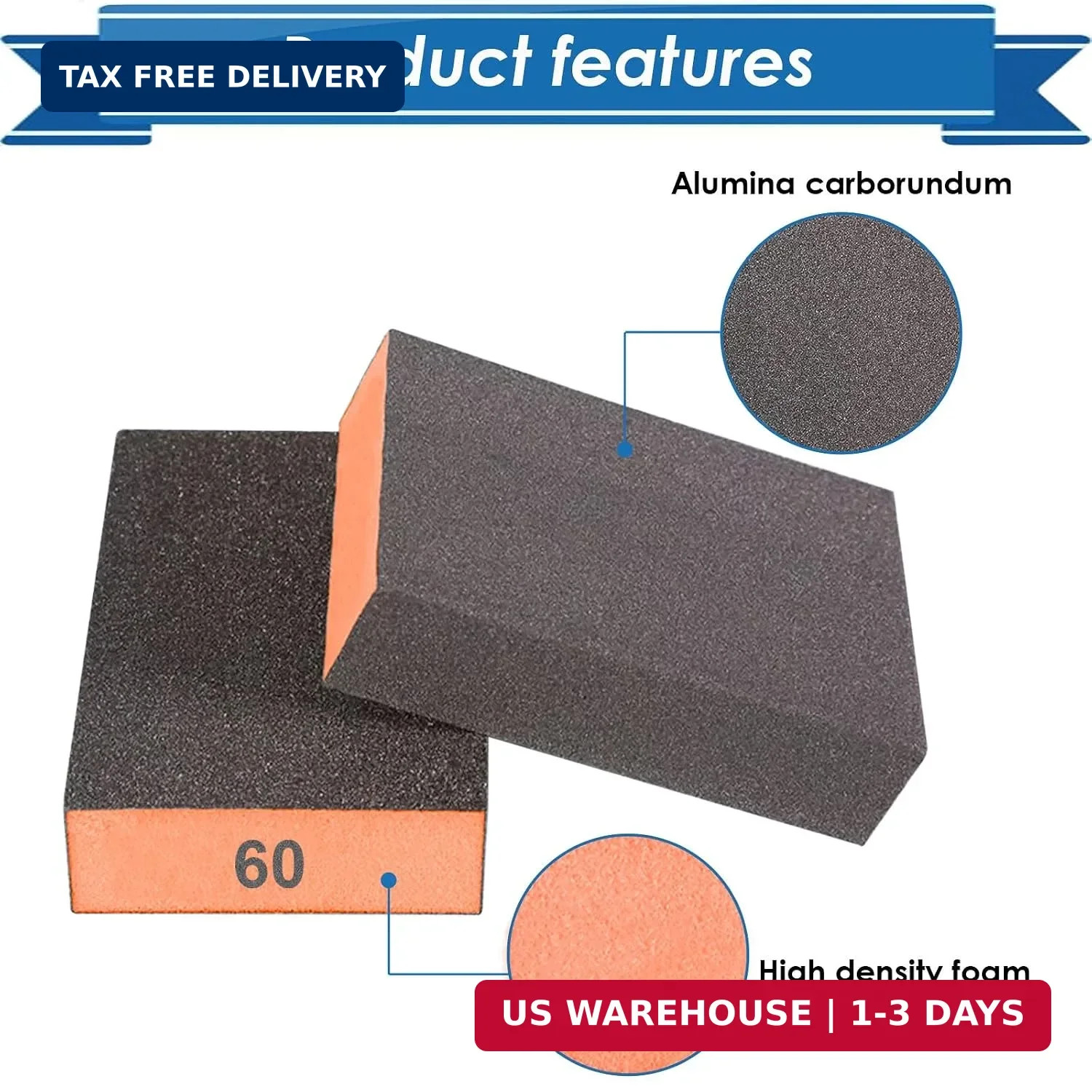 6Pcs Sanding Sponge 60 80 120 220 Coarse Medium Fine Grit Sanding Block Washable
