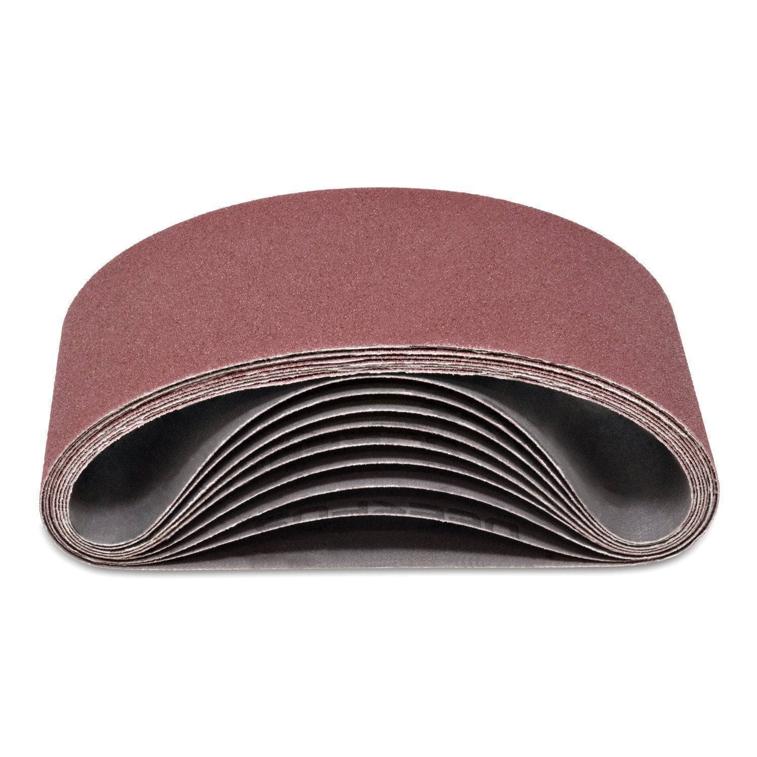 4 X 21 Inch Aluminum Oxide Wood & Non-Ferrous Sanding Belts, 9 Pack