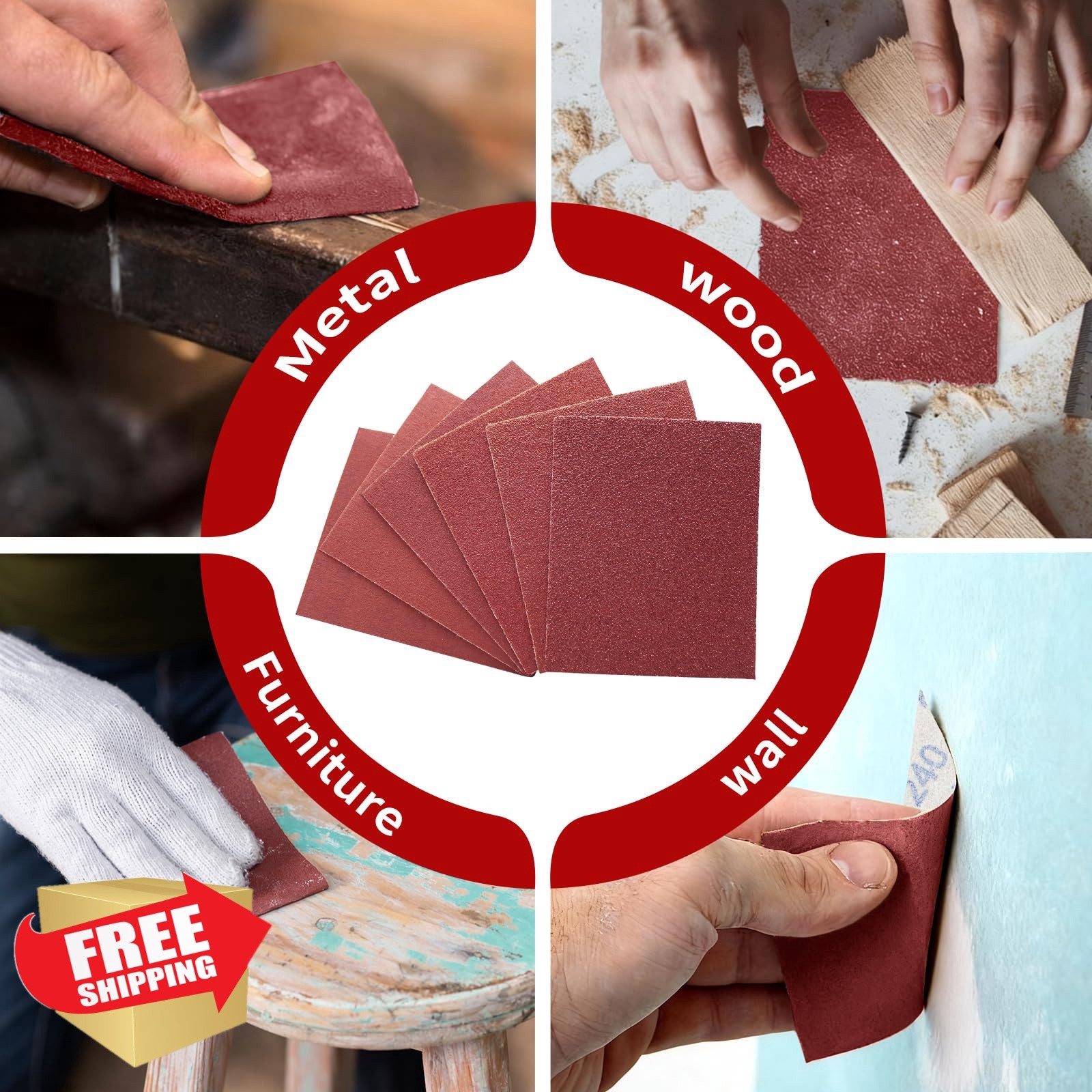 MASONTOOL 50pk P80 Sandpaper 4-1/2″*5-1/2″