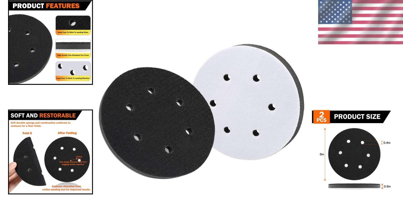 Soft Density 6 Inch Foam Sanding Pads – 2 Pack for Even Pressure Distribution