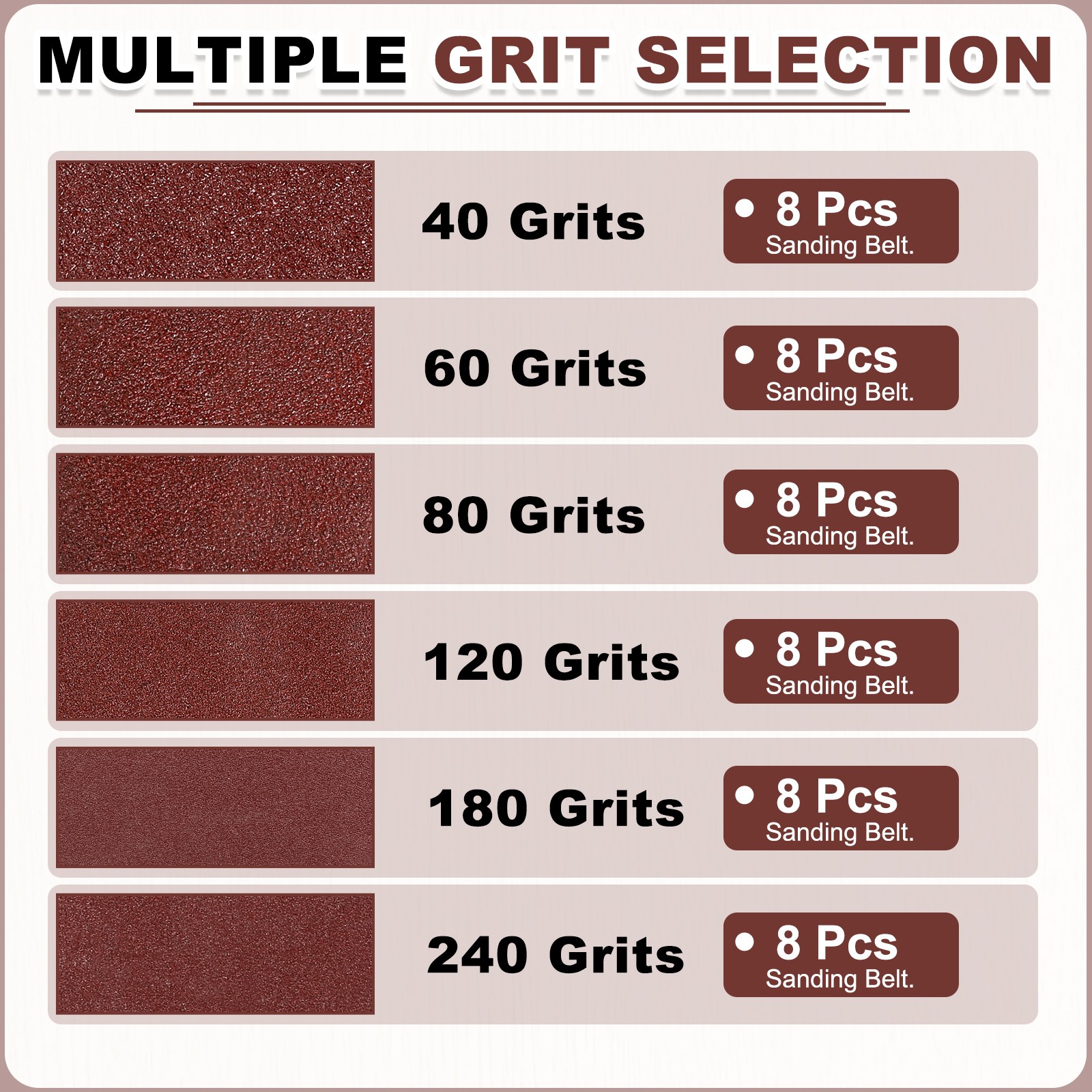 3/8 x 13 Inch Sanding Belts, 48 Pcs 40/60/80/120/180/240 Grits Aluminum Oxide
