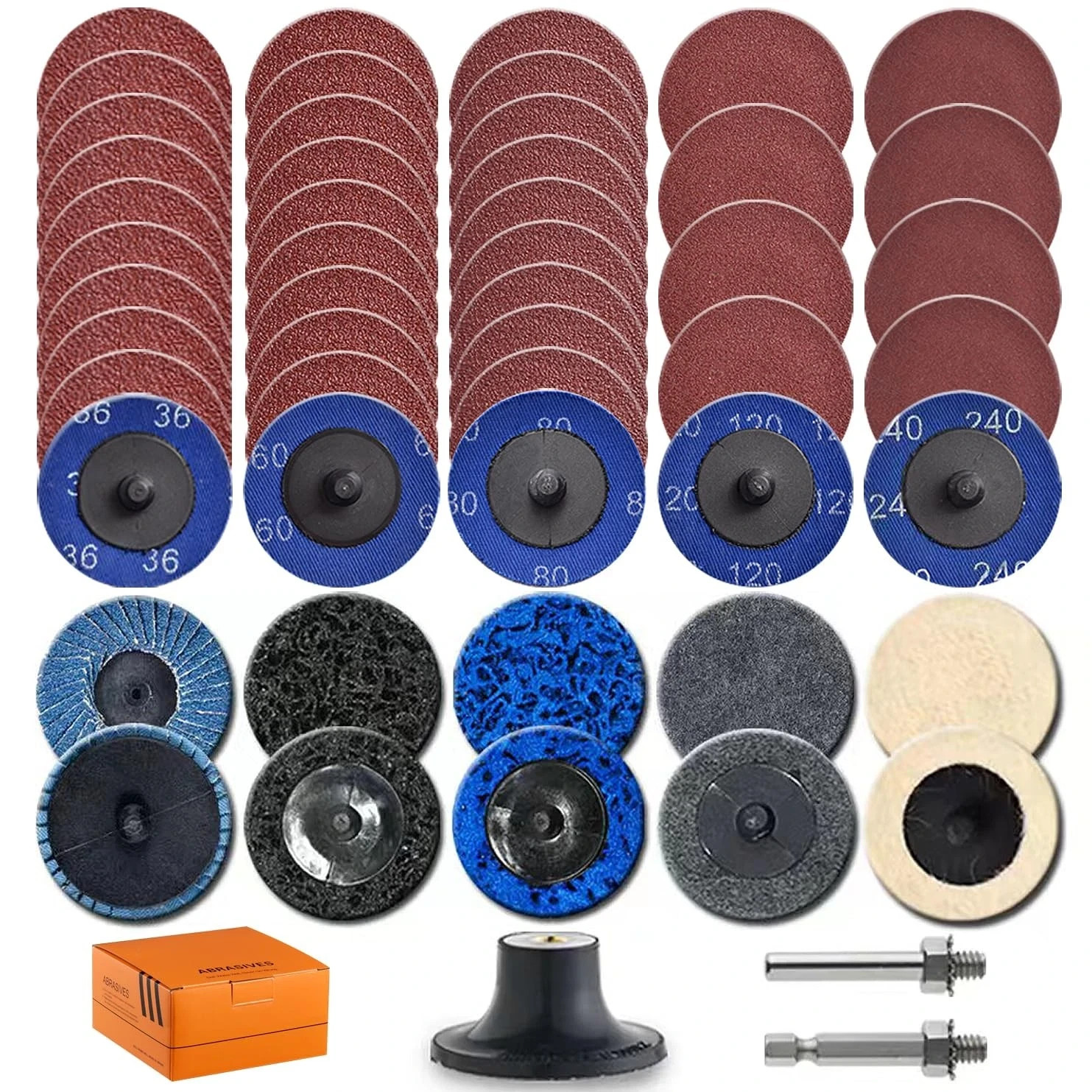 51Pack 2 Inch Die Grinder Accessories Sanding Discs Kit with 1/4″ Shank Roll Loc